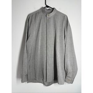 Elliott Button Up Shirt Long Sleeve Band Collar Men's Size Large 16,5-17